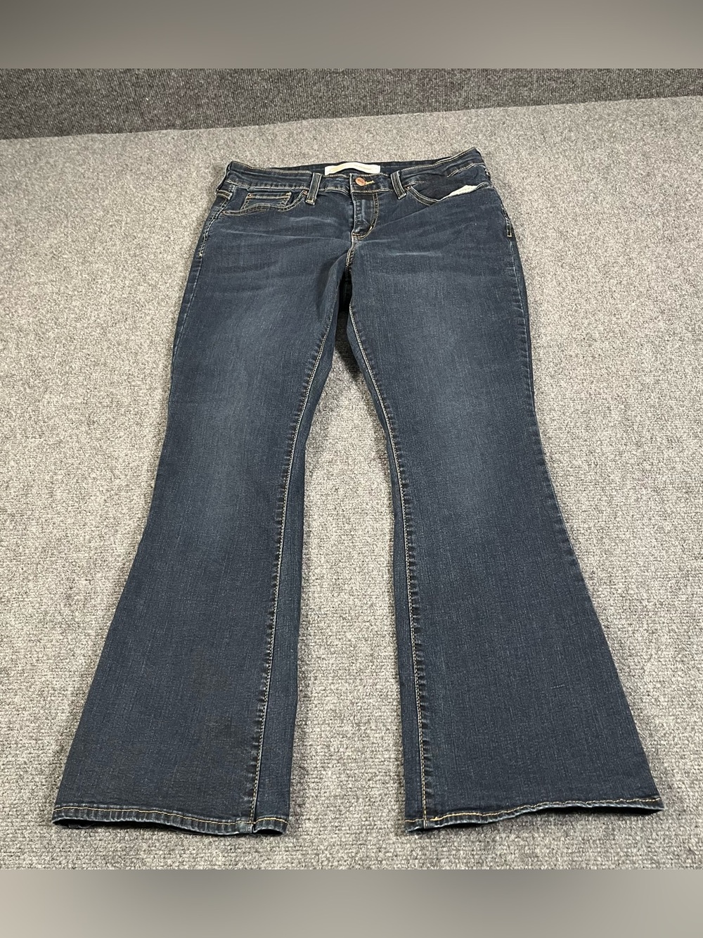 Levis Strauss Signature Womens 30x28 Mid Rise Boot Cut Stretch Blue Jeans